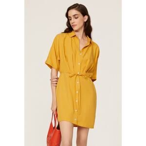 THAKOON x RTR Yellow Orange Collared Neckline Front Button Shirtdress Size 0